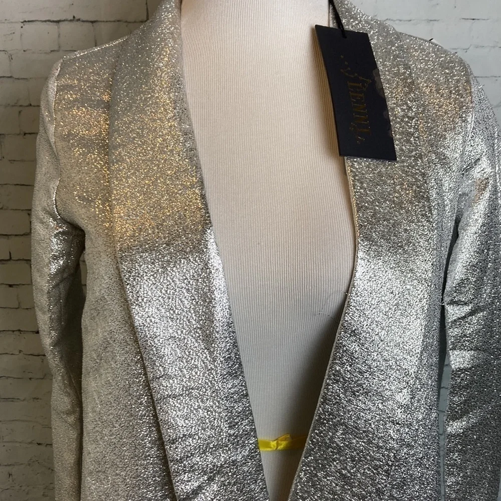 Free People NWT Lenni Calcite Suit US 2 XS Silver Maximalist Metallic Party Sexy - Picture 7 of 16